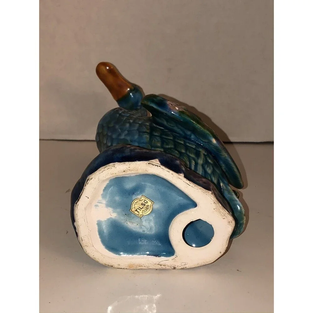 VTG 50s 60s TILSO Ceramic MALLARD DUCK Bird Figurine JAPAN Hand Painted 8” Tall